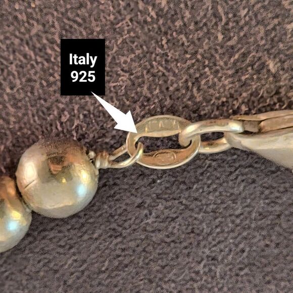 Vintage Sterling Silver Round 6.1mm Bead 17" "Y" Necklace - Picture 4 of 7